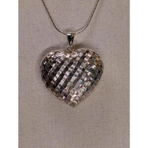 Vintage Italian Designer MILOR Large Puffy Heart Sterling Silver Pendant